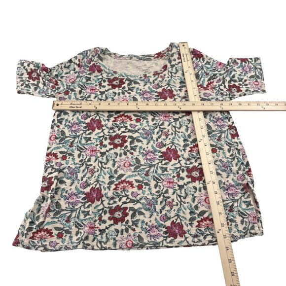 J. Jill Floral Pima Cotton Scoop-Neck Elbow-Sleeve Tee Size Medium Petite - Picture 3 of 4